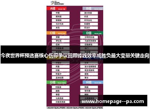 今夜世界杯预选赛核心伤停争议回顾锋线效率成胜负最大变量关键走向